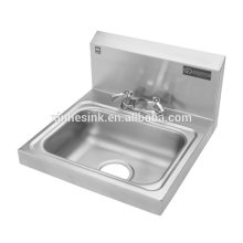 Fregadero de lavado de manos de acero inoxidable con orificios para grifos, fregadero de lavado de manos comercial NSF montado en Splash para servicio de catering